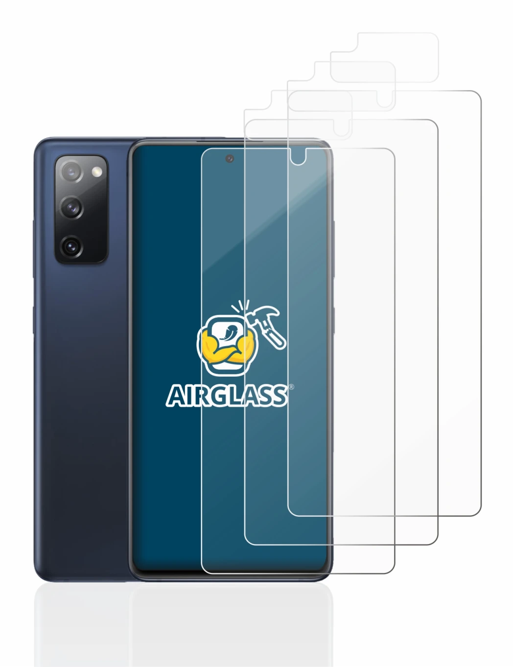 Abbildung des Geräts Samsung Galaxy S20 FE (Display+Kamera) mit einer Vielzahl des Displayschutzes.