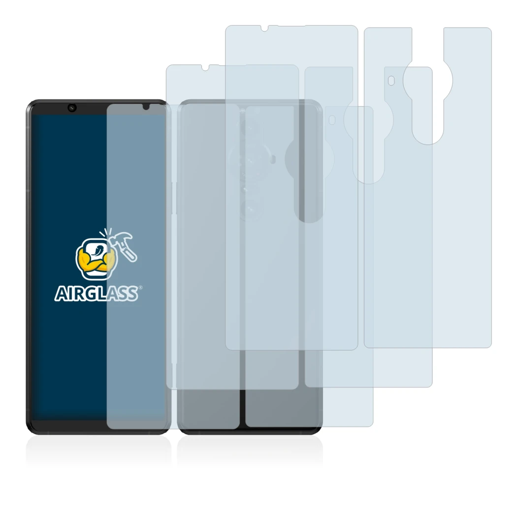 Abbildung des Geräts Sony Xperia Pro-I (Display+Rückseite) mit einer Vielzahl des Displayschutzes.