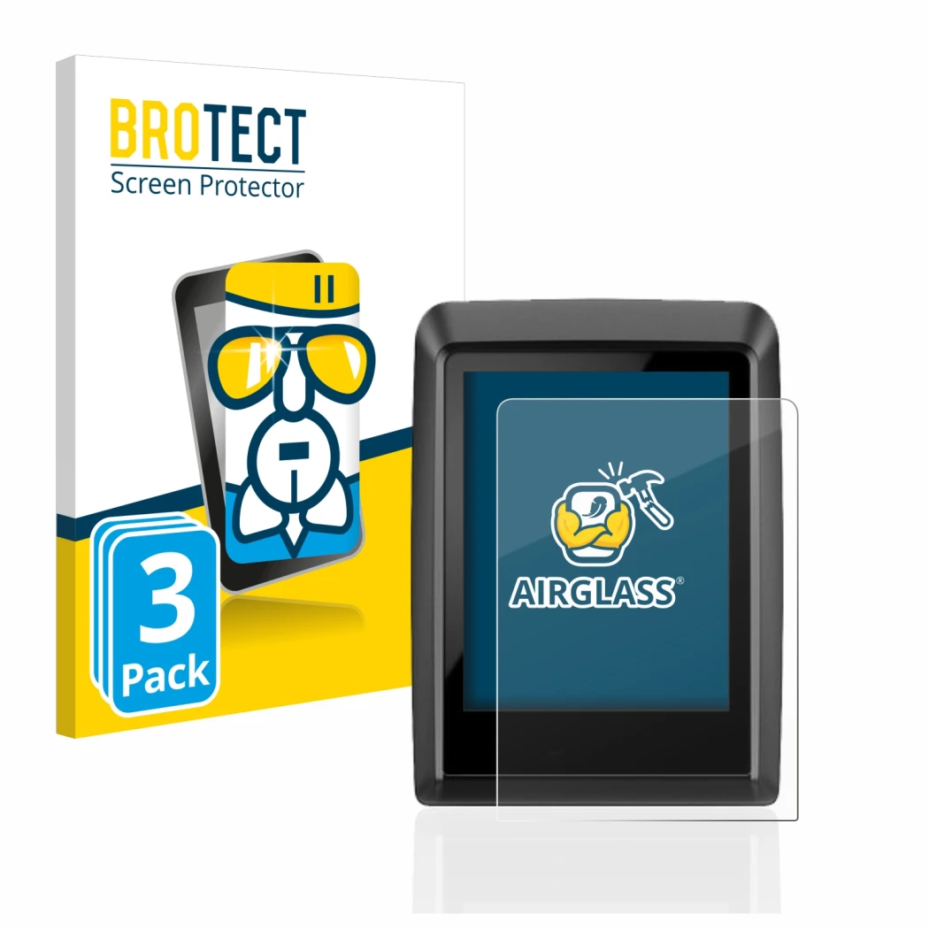 Vorderseite einer Produktverpackung mit dem Markenlogo BROTECT. Daneben ist das Gerät Bosch Kiox 300 mit dem zugehörigen Displ