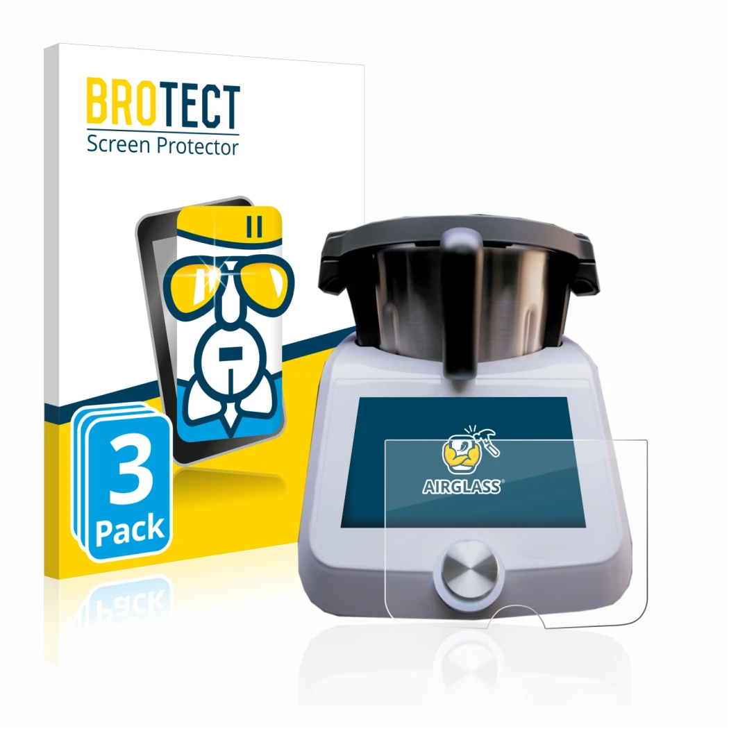 Vorderseite einer Produktverpackung mit dem Markenlogo BROTECT. Daneben ist das Gerät SilverCrest Monsieur Cuisine Smart mit d