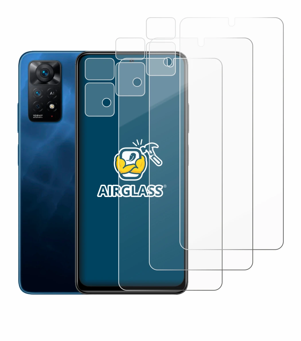 Abbildung des Geräts Xiaomi Redmi Note 11 Pro 5G (Display+Kamera) mit einer Vielzahl des Displayschutzes.