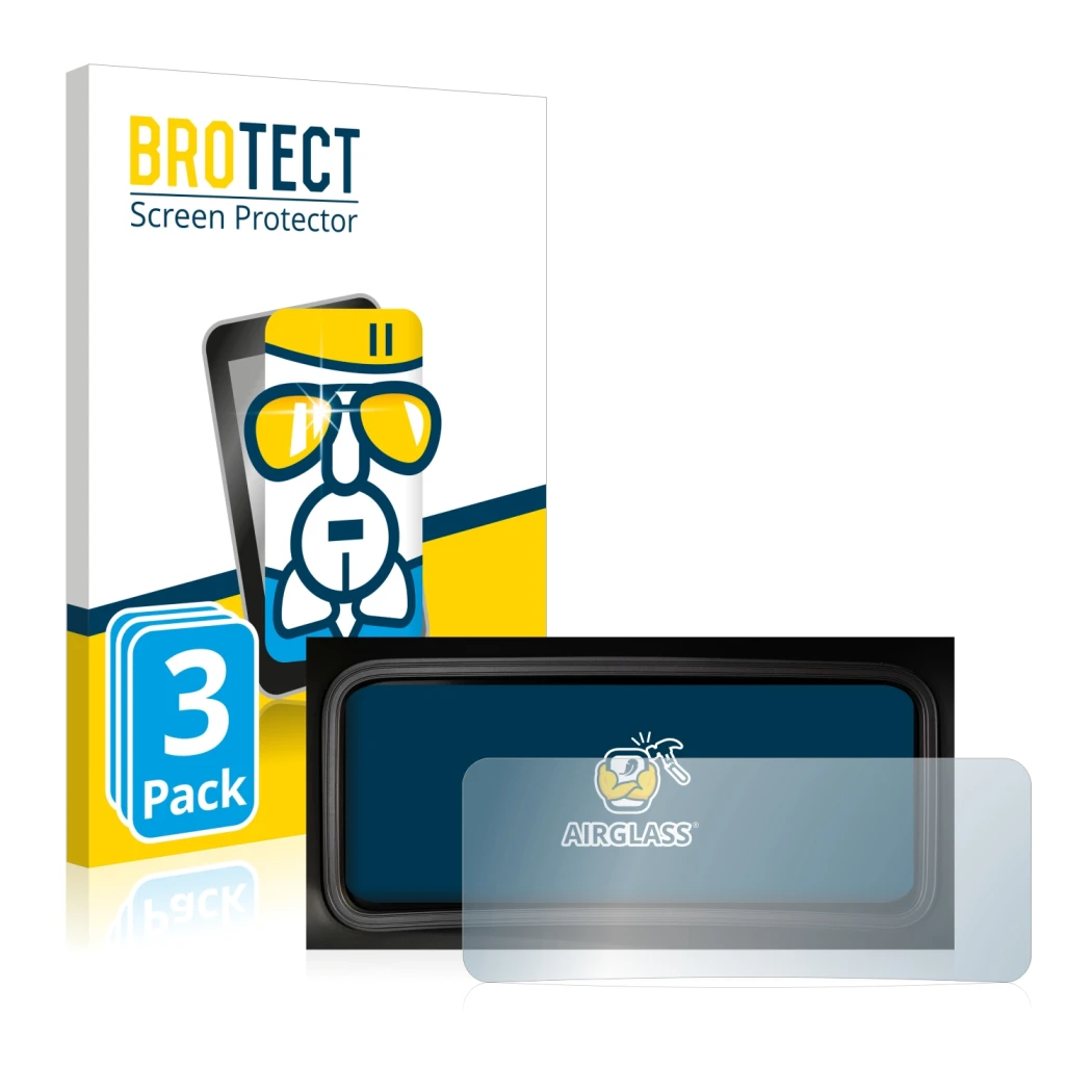 Vorderseite einer Produktverpackung mit dem Markenlogo BROTECT. Daneben ist das Gerät Hyundai Kona 2022 Tachoanzeige mit dem z