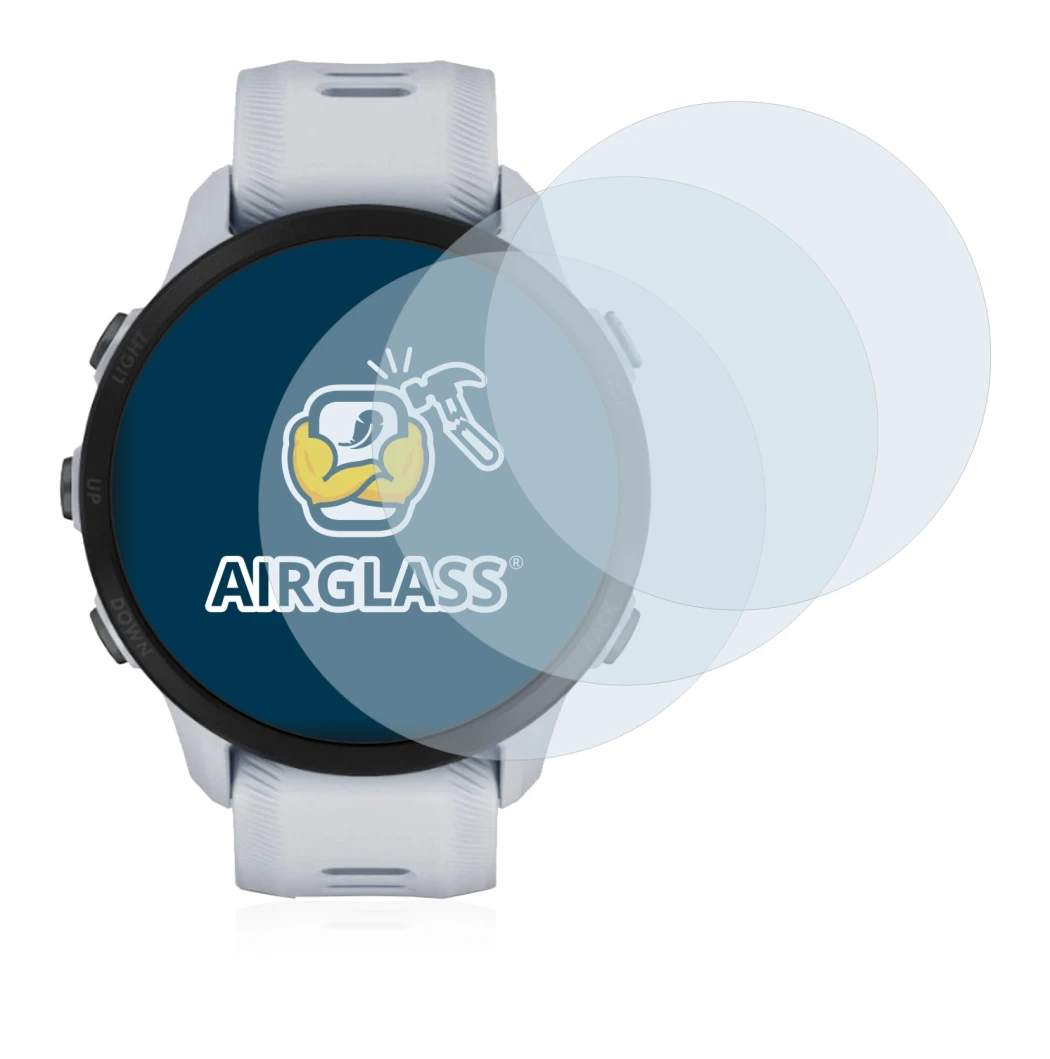 Abbildung des Geräts Garmin Forerunner 955 mit einer Vielzahl des Displayschutzes.