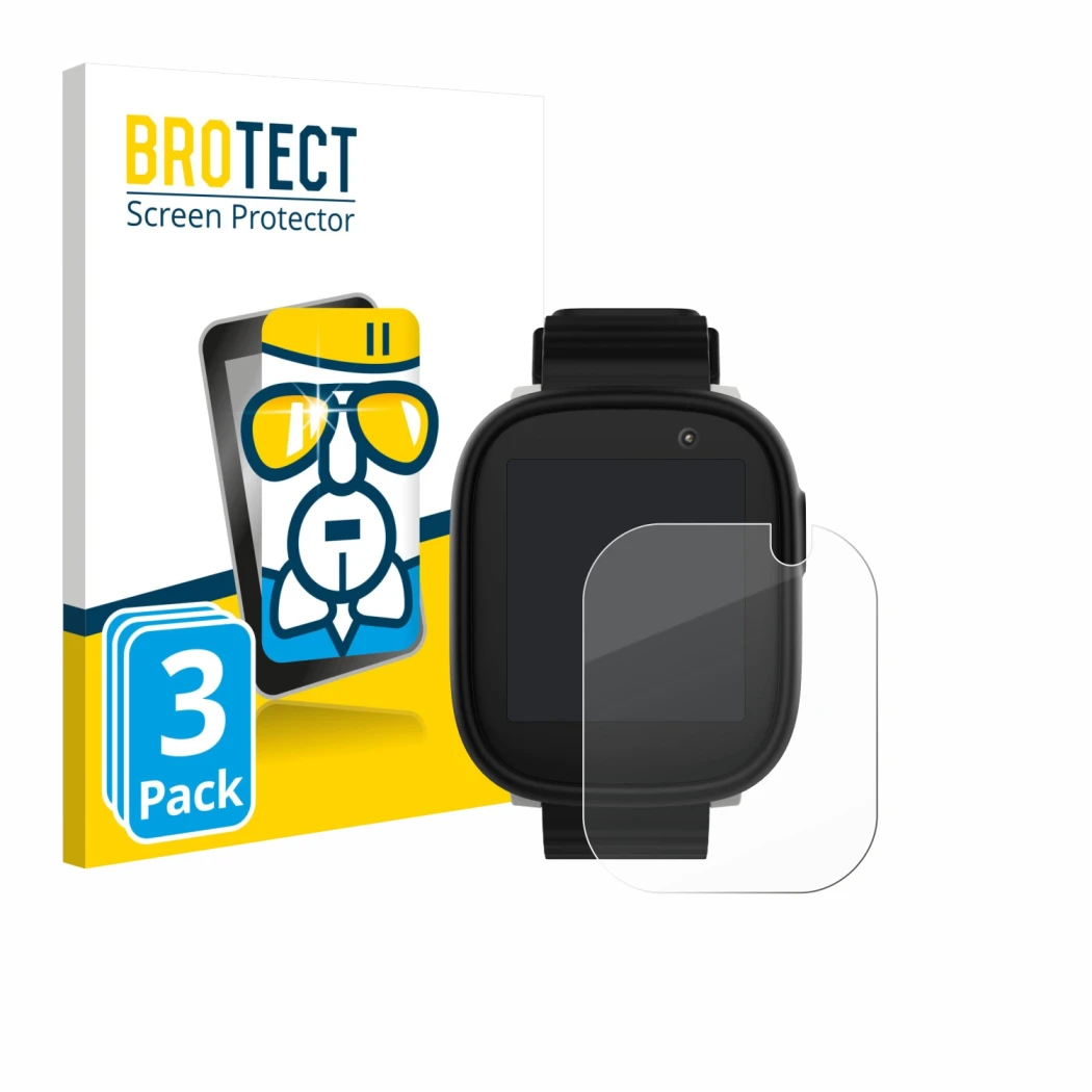 Vorderseite einer Produktverpackung mit dem Markenlogo BROTECT. Daneben ist das Gerät Xplora X6 Play 2022 (1. Generation) mit 