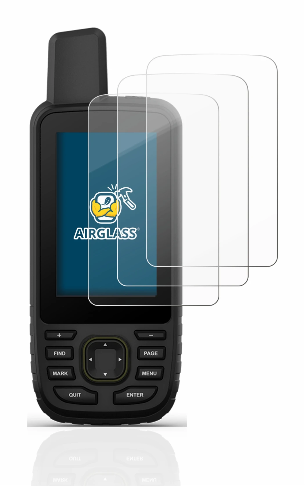 Abbildung des Geräts Garmin GPSMAP 67 mit einer Vielzahl des Displayschutzes.