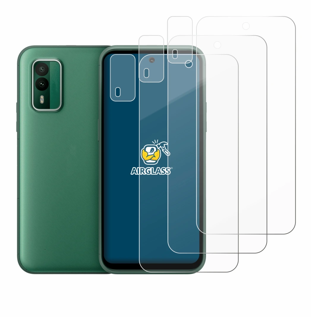 Abbildung des Geräts Nokia XR21 (Display+Kamera) mit einer Vielzahl des Displayschutzes.