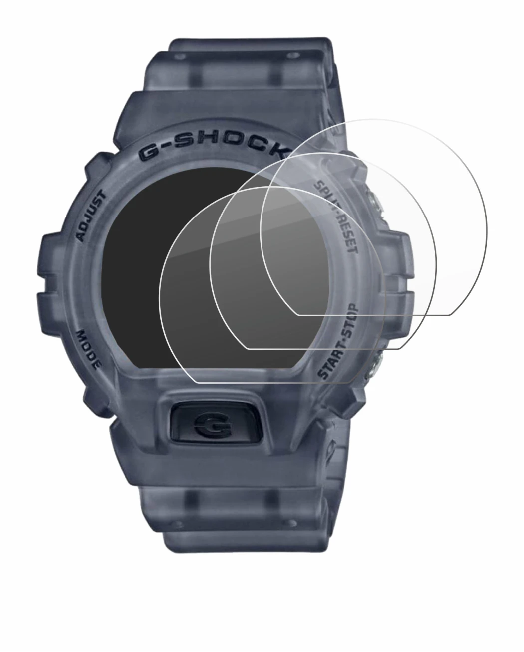Abbildung des Geräts Casio G-Shock DW-6900 mit einer Vielzahl des Displayschutzes.