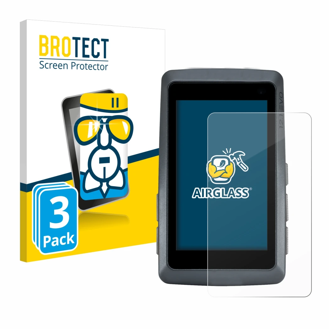 Vorderseite einer Produktverpackung mit dem Markenlogo BROTECT. Daneben ist das Gerät Sigma ROX 12.1 EVO mit dem zugehörigen D