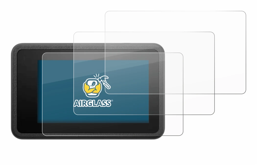 Abbildung des Geräts DJI Osmo Action 4 mit einer Vielzahl des Displayschutzes.