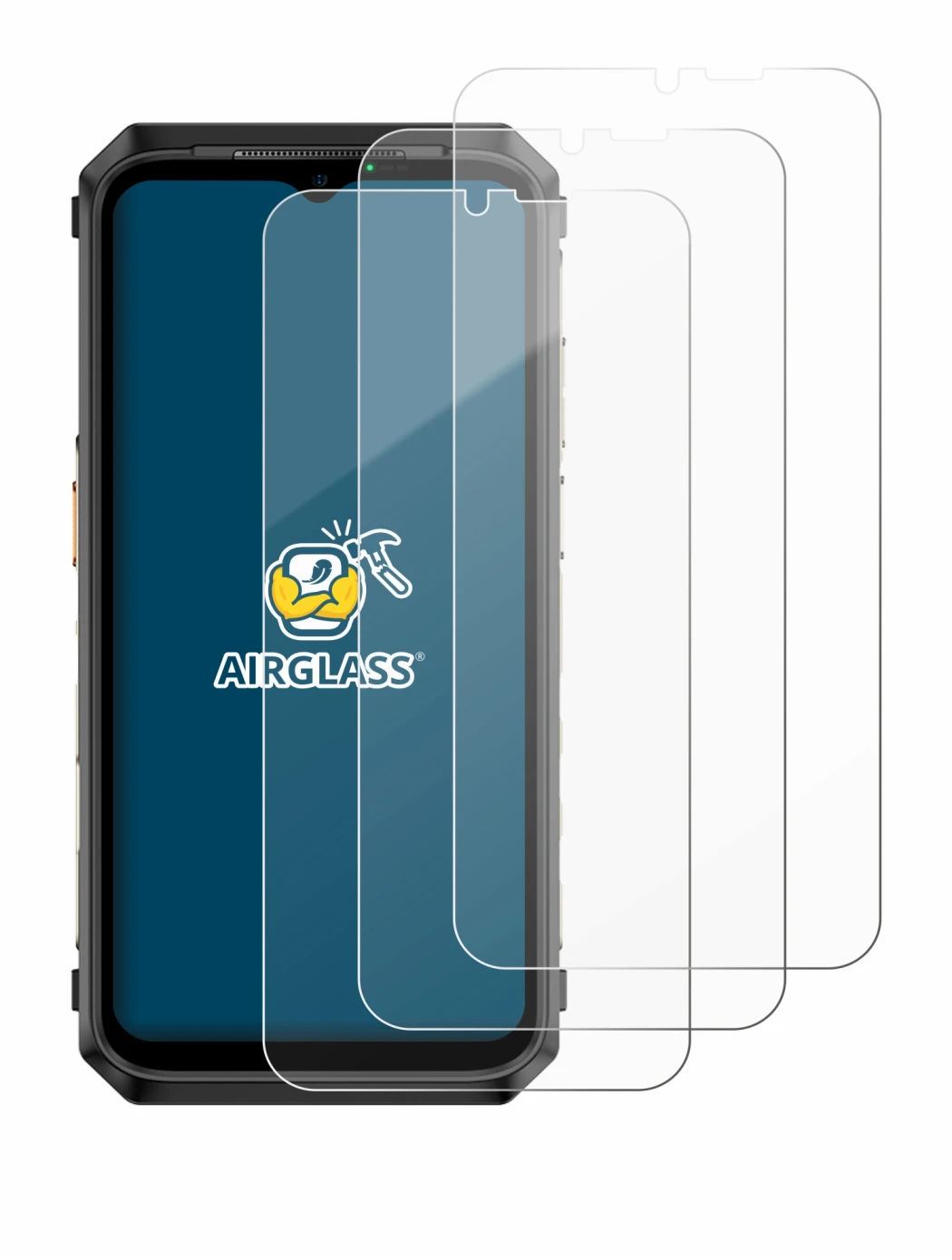 Abbildung des Geräts Ulefone Power Armor 18T Ultra mit einer Vielzahl des Displayschutzes.