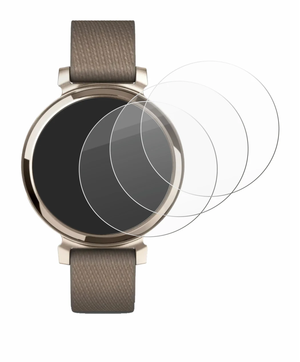Abbildung des Geräts Garmin Lily 2 mit einer Vielzahl des Displayschutzes.
