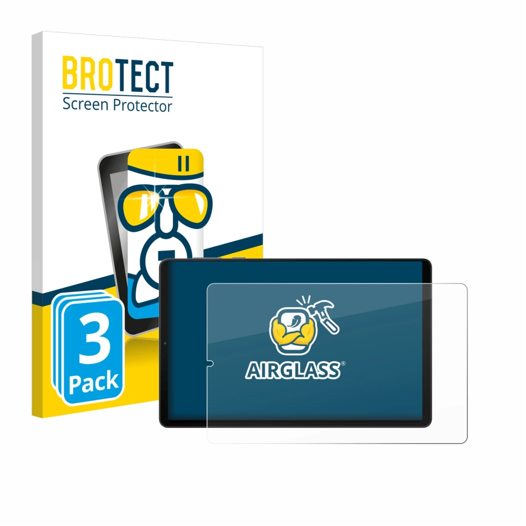 Vorderseite einer Produktverpackung mit dem Markenlogo BROTECT. Daneben ist das Gerät Lenovo Legion Y700 (2023) mit dem zugehö