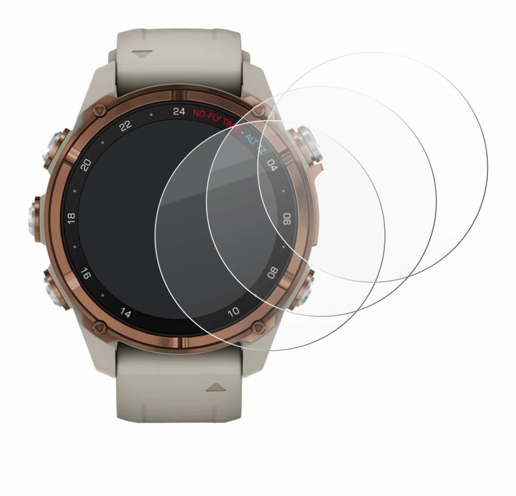 Abbildung des Geräts Garmin Descent Mk3 (43 mm) mit einer Vielzahl des Displayschutzes.