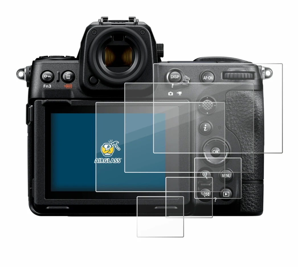 Abbildung des Geräts Nikon Z 8 (Display + Schulterdisplay) mit einer Vielzahl des Displayschutzes.