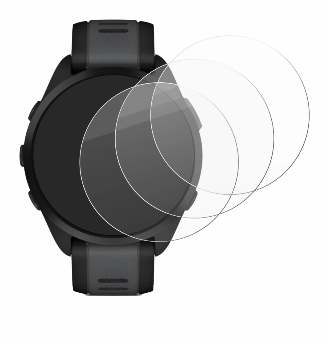 Abbildung des Geräts Garmin Forerunner 165 mit einer Vielzahl des Displayschutzes.