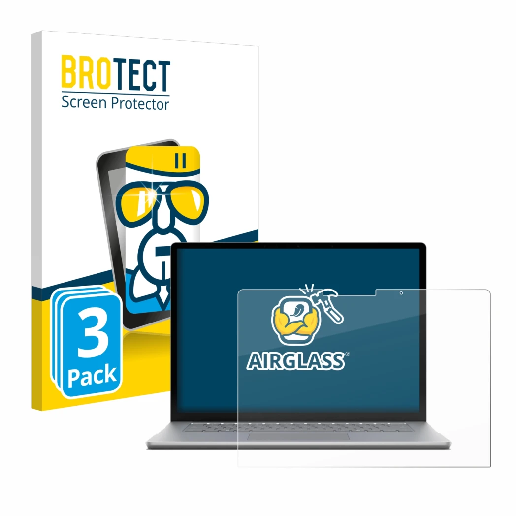 Vorderseite einer Produktverpackung mit dem Markenlogo BROTECT. Daneben ist das Gerät Microsoft Surface Laptop 6 13.5