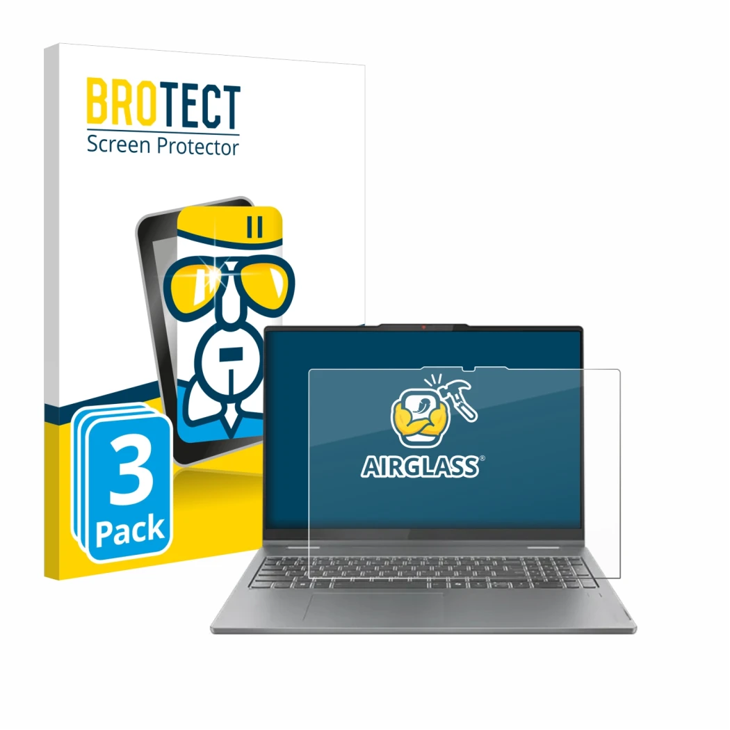 Vorderseite einer Produktverpackung mit dem Markenlogo BROTECT. Daneben ist das Gerät Lenovo IdeaPad 5 2-in-1 Gen 9 16