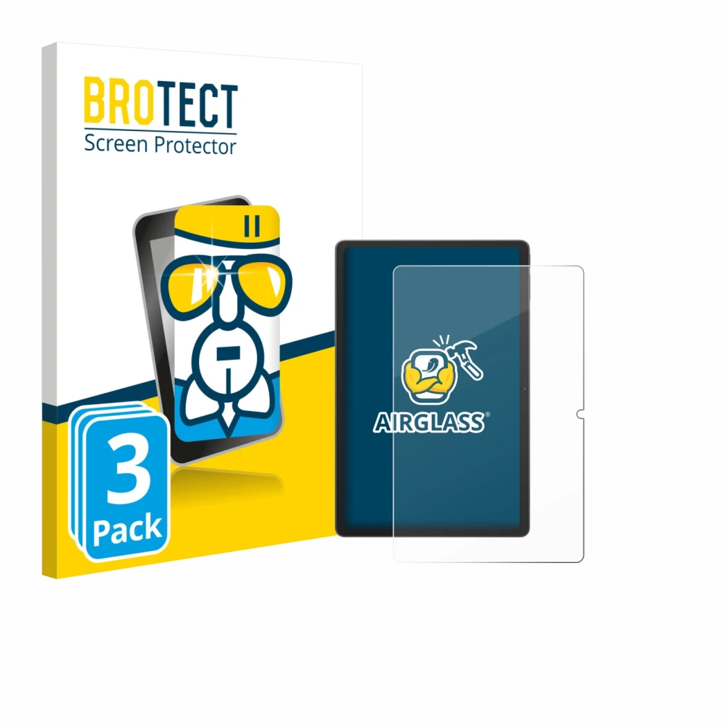 Vorderseite einer Produktverpackung mit dem Markenlogo BROTECT. Daneben ist das Gerät Blackview Tab 16 Pro mit dem zugehörigen