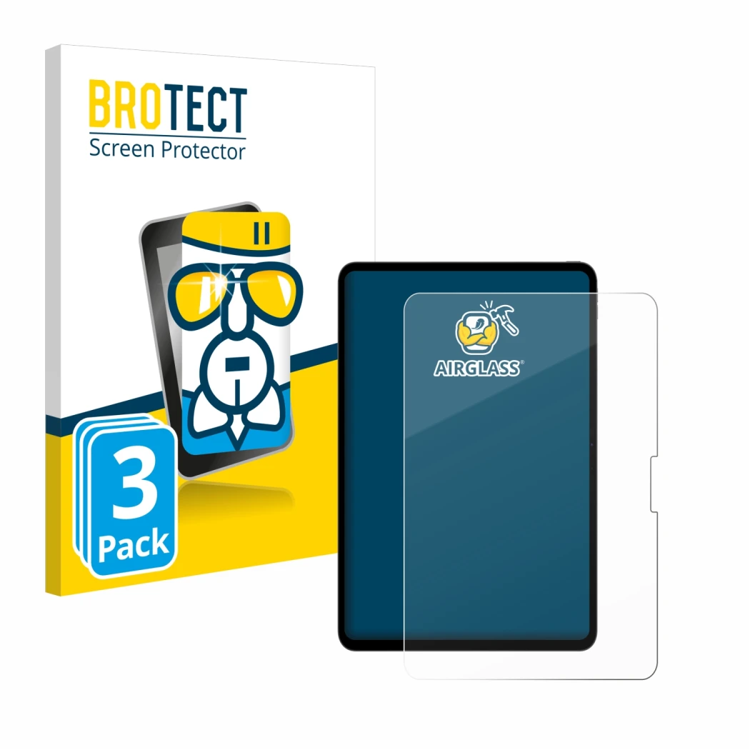 Vorderseite einer Produktverpackung mit dem Markenlogo BROTECT. Daneben ist das Gerät Apple iPad Pro 13