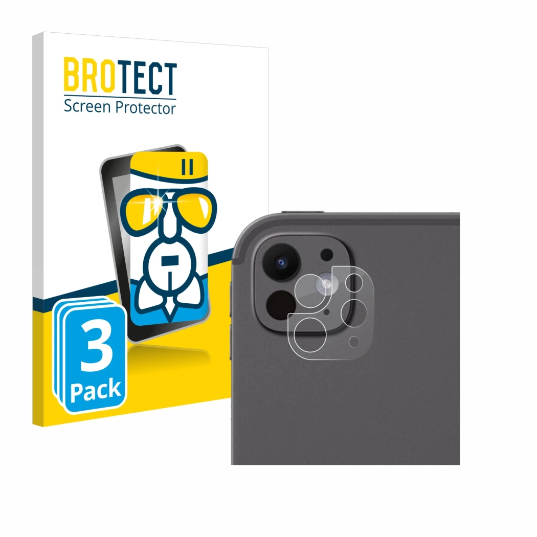 Vorderseite einer Produktverpackung mit dem Markenlogo BROTECT. Daneben ist das Gerät Apple iPad Pro 11