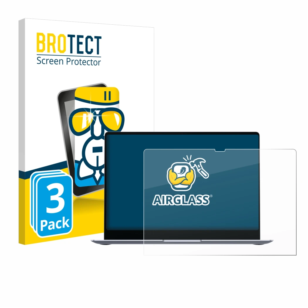 Vorderseite einer Produktverpackung mit dem Markenlogo BROTECT. Daneben ist das Gerät Samsung Galaxy Book4 Edge 14