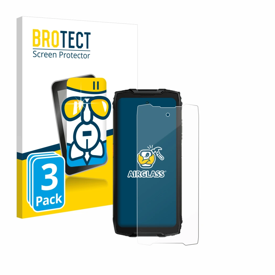 Vorderseite einer Produktverpackung mit dem Markenlogo BROTECT. Daneben ist das Gerät Blackview BV9300 Pro mit dem zugehörigen