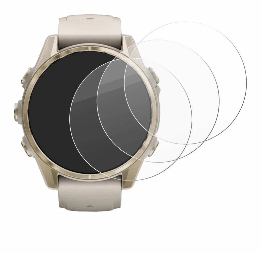 Abbildung des Geräts Garmin Fenix 8 (43 mm) mit einer Vielzahl des Displayschutzes.