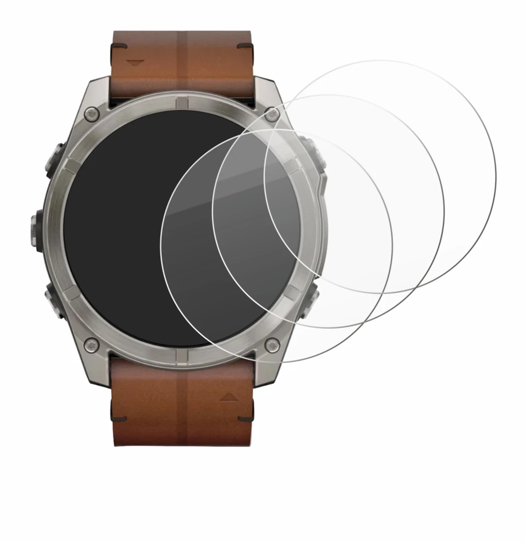 Abbildung des Geräts Garmin Fenix 8 AMOLED (51 mm) mit einer Vielzahl des Displayschutzes.