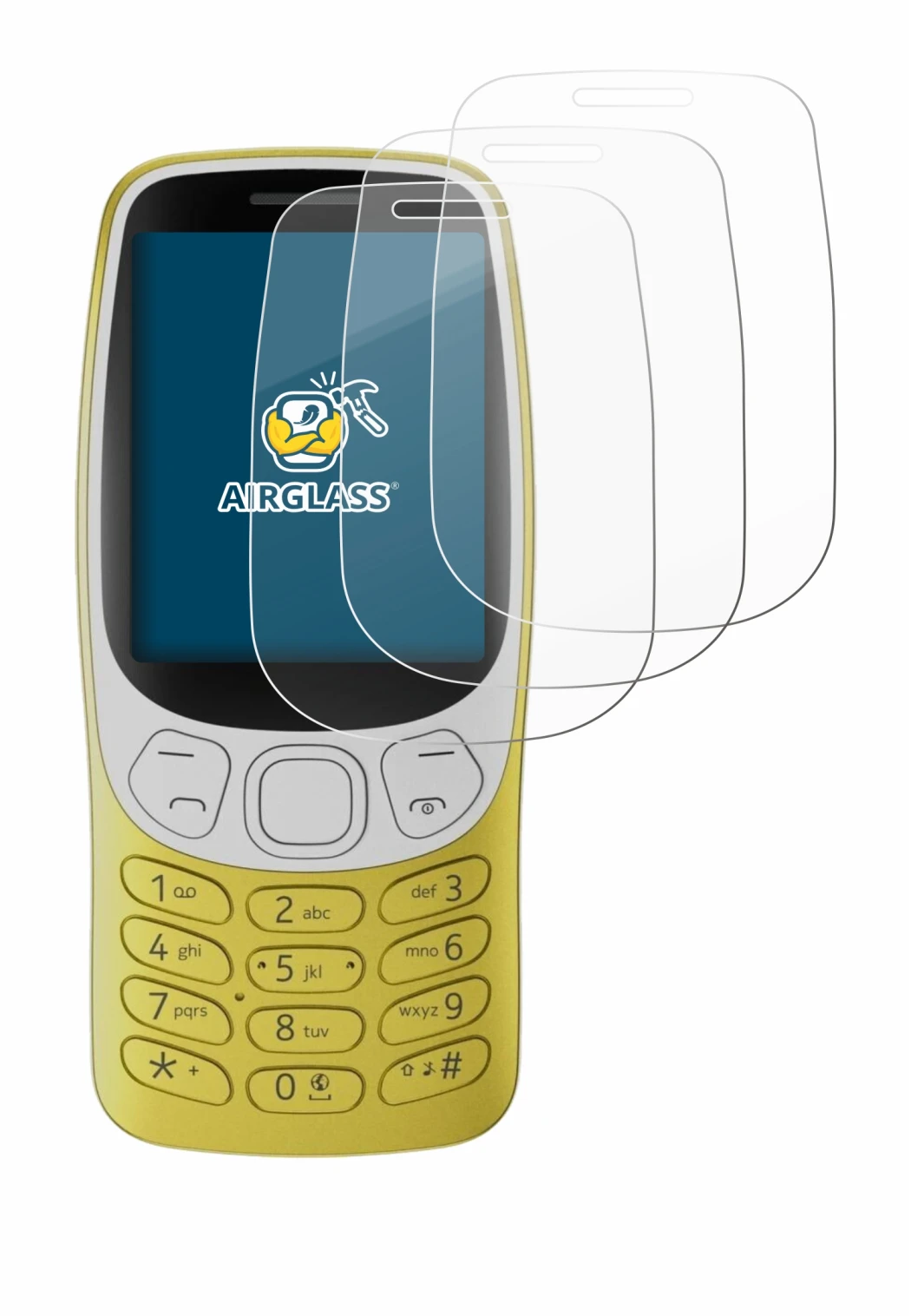 Abbildung des Geräts Nokia 3210 mit einer Vielzahl des Displayschutzes.