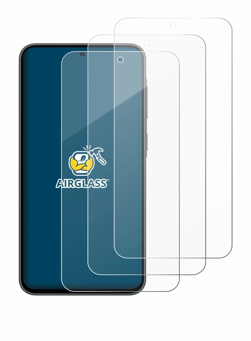 Abbildung des Geräts Samsung Galaxy A36 5G mit einer Vielzahl des Displayschutzes.