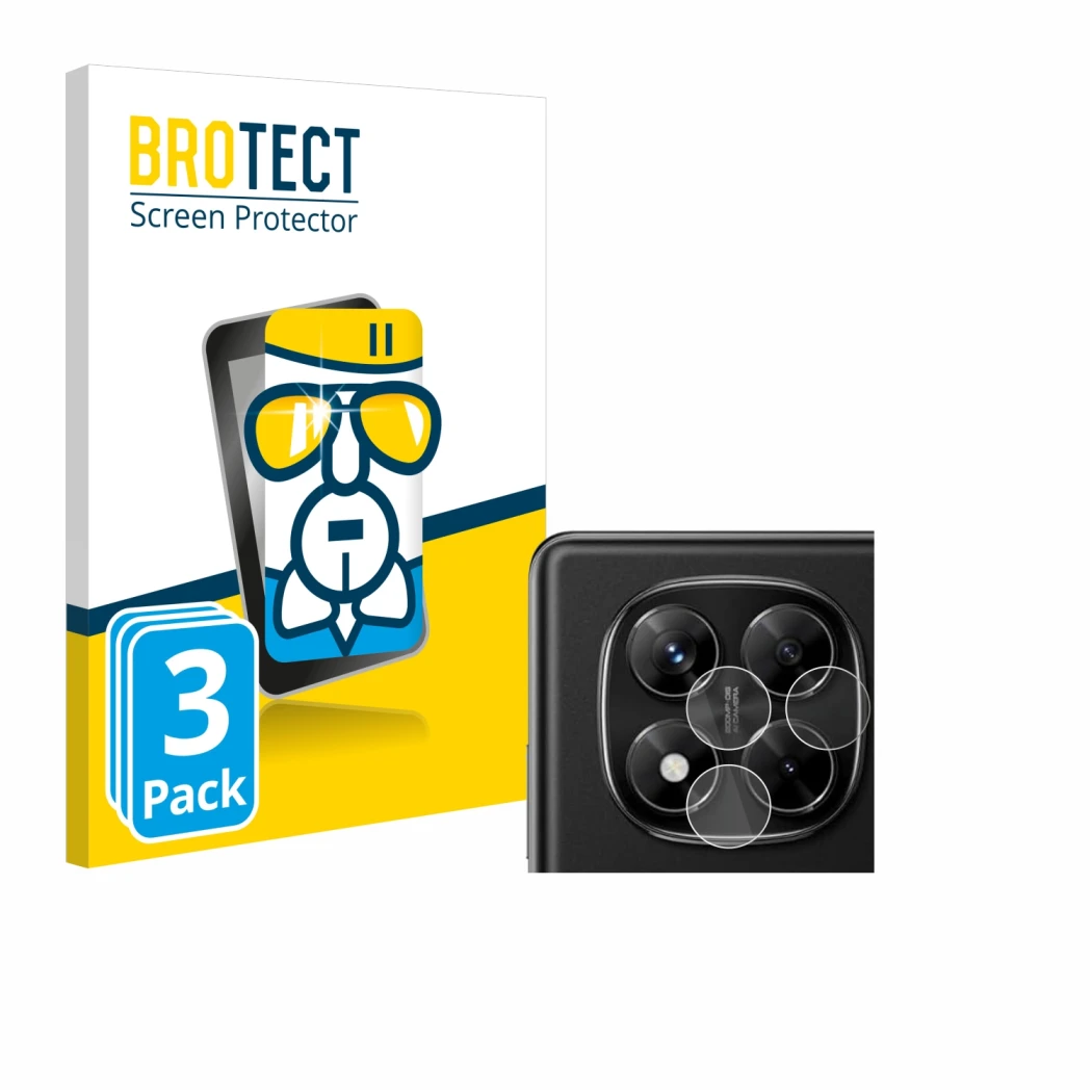 Vorderseite einer Produktverpackung mit dem Markenlogo BROTECT. Daneben ist das Gerät Xiaomi Redmi Note 14 Pro (NUR Kameraschu