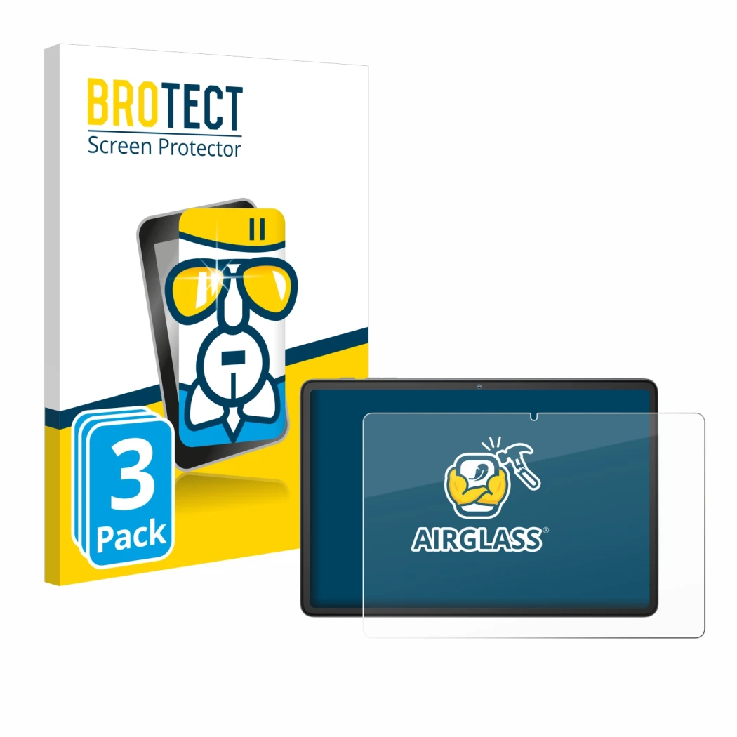 Vorderseite einer Produktverpackung mit dem Markenlogo BROTECT. Daneben ist das Gerät Blackview Tab 60 10.1