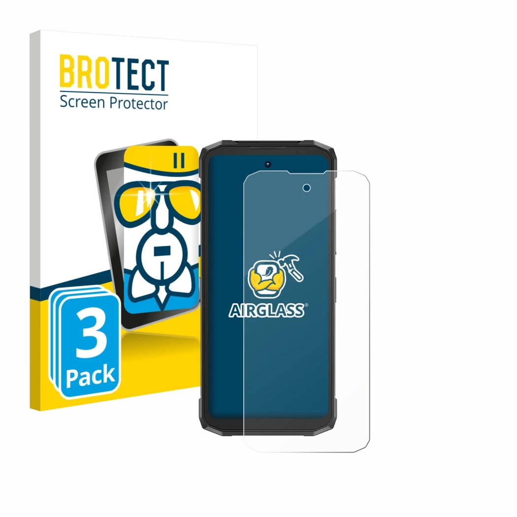 Vorderseite einer Produktverpackung mit dem Markenlogo BROTECT. Daneben ist das Gerät Doogee Fire 6 Power mit dem zugehörigen 