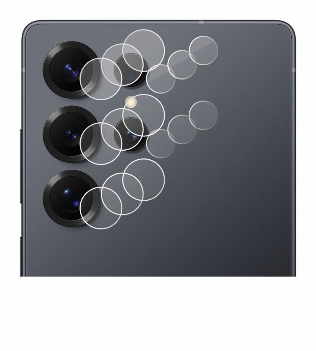 Abbildung des Geräts Samsung Galaxy S25 Ultra (NUR Kameraschutz) mit einer Vielzahl des Displayschutzes.