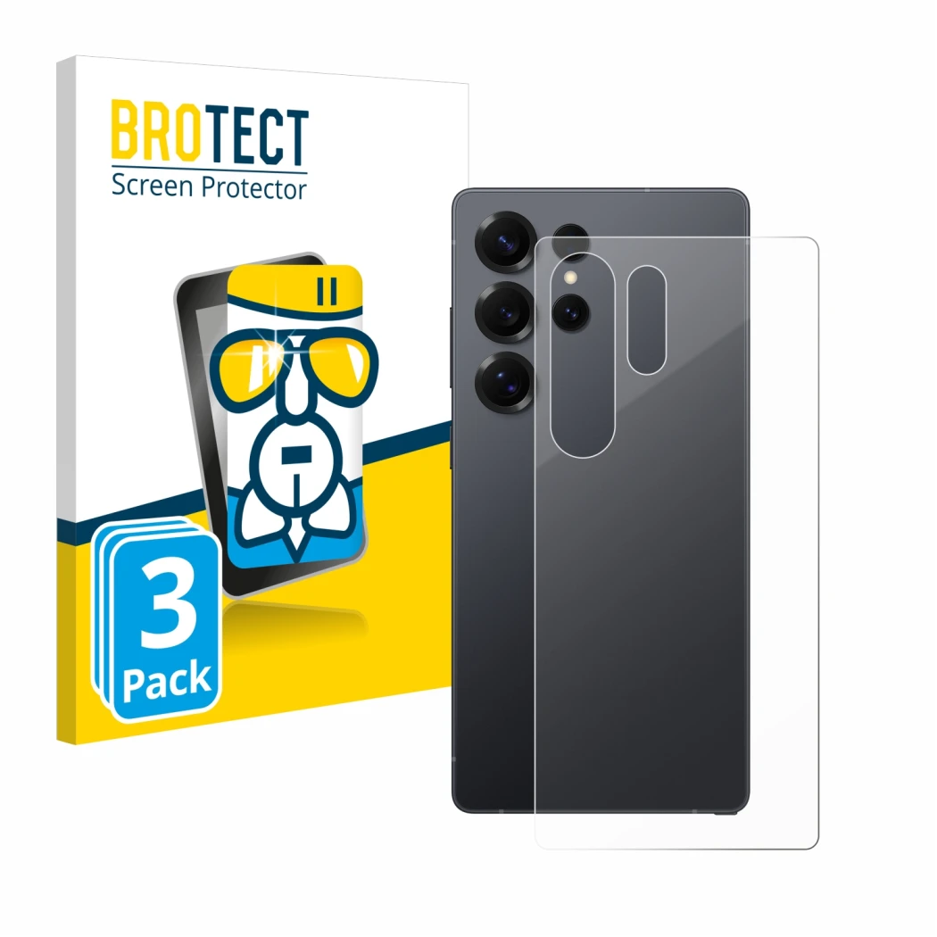 Vorderseite einer Produktverpackung mit dem Markenlogo BROTECT. Daneben ist das Gerät Samsung Galaxy S25 Ultra Enterprise Edit