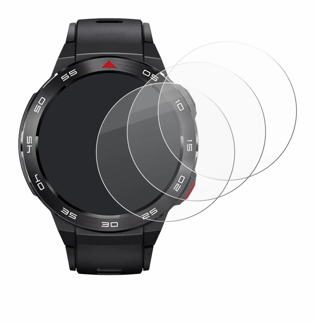 Abbildung des Geräts Xiaomi Mibro GS Pro mit einer Vielzahl des Displayschutzes.