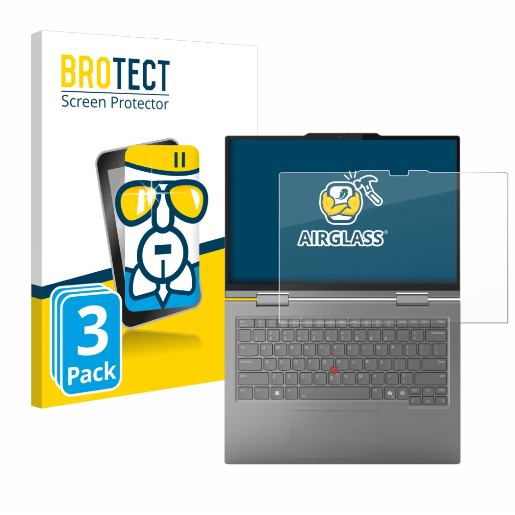 Vorderseite einer Produktverpackung mit dem Markenlogo BROTECT. Daneben ist das Gerät Lenovo ThinkPad X1 2-in-1 Gen 10 14