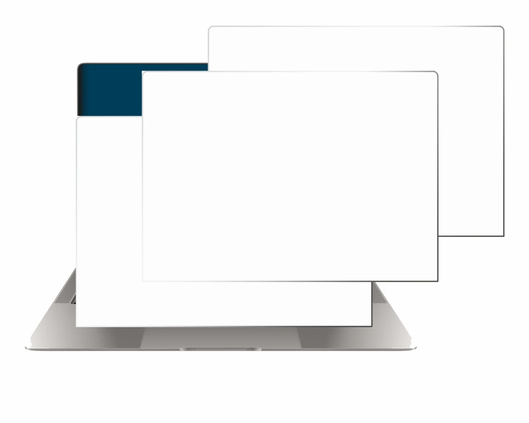 Abbildung des Geräts Honor MagicBook Art 14 mit einer Vielzahl des Displayschutzes.