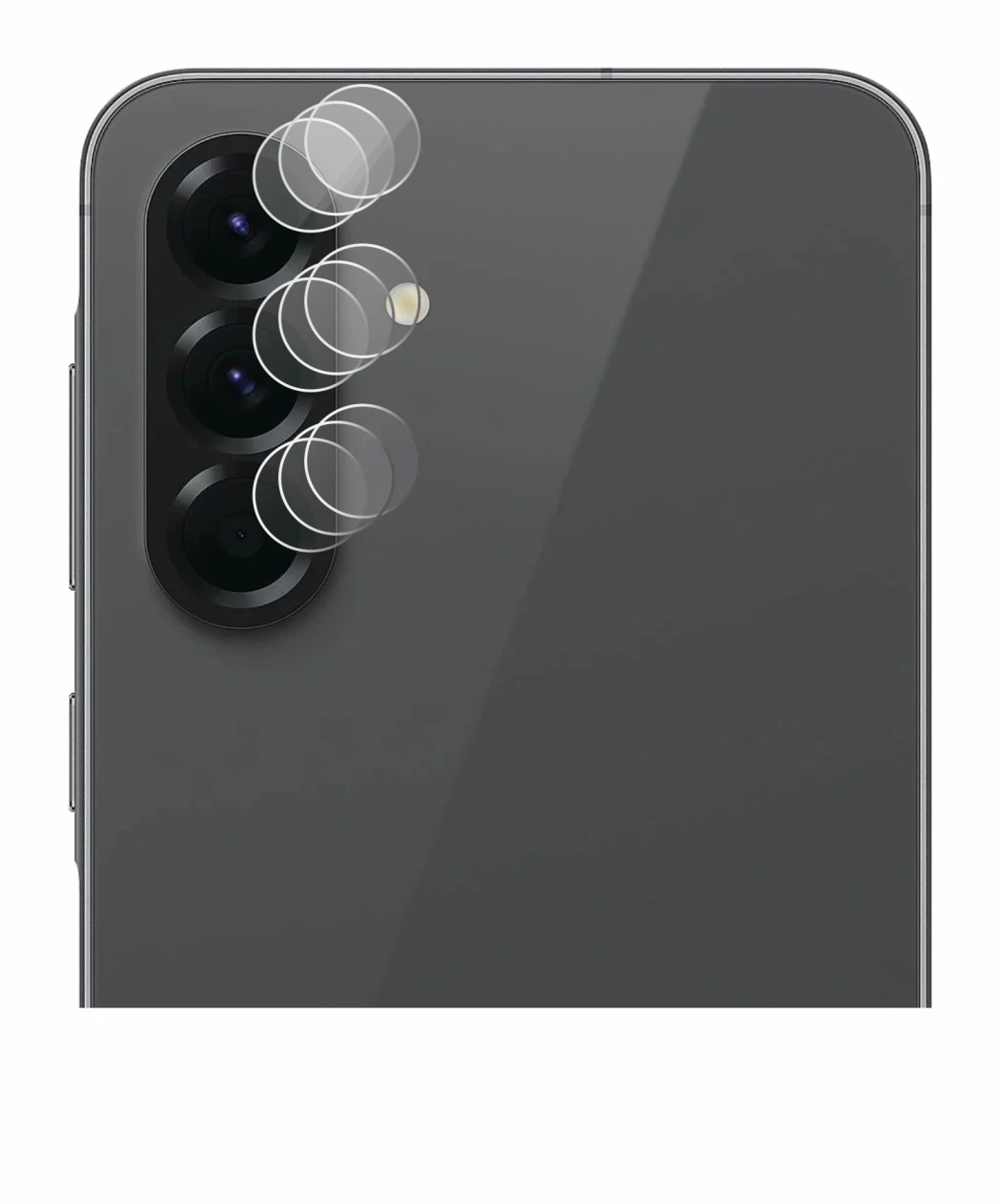 Abbildung des Geräts Samsung Galaxy A56 5G (NUR Kameraschutz) mit einer Vielzahl des Displayschutzes.