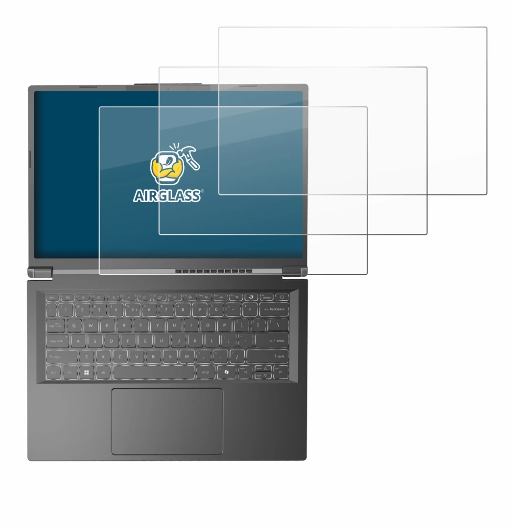 Abbildung des Geräts Acer Aspire 14 AI mit einer Vielzahl des Displayschutzes.