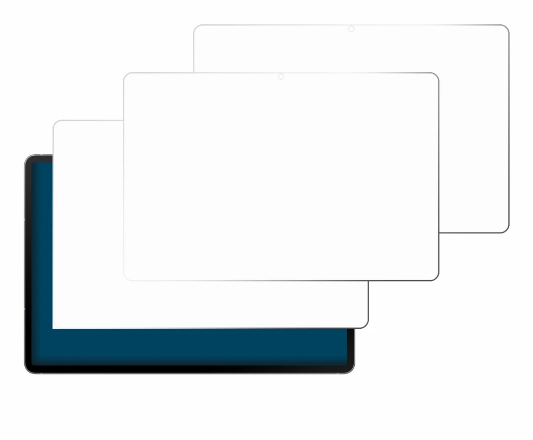 Abbildung des Geräts Samsung Galaxy Tab S10 FE 5G mit einer Vielzahl des Displayschutzes.