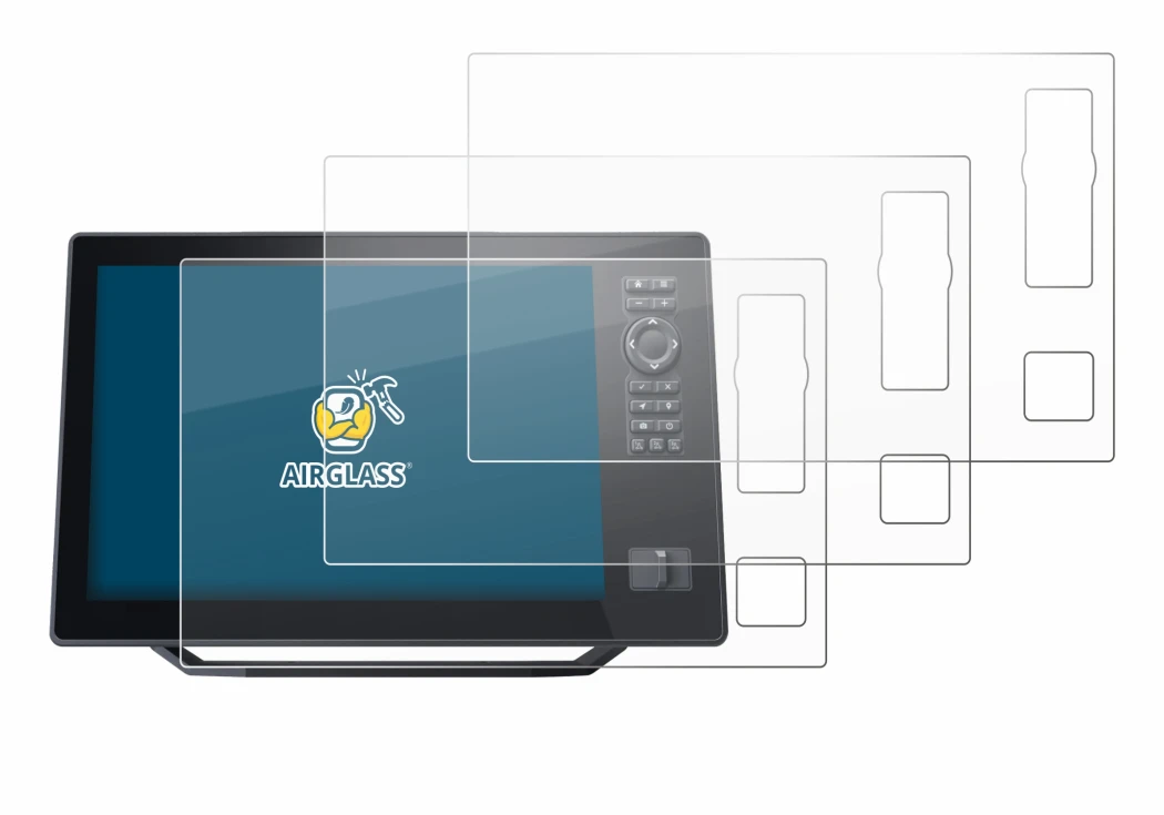 Abbildung des Geräts Humminbird Xplore 12 mit einer Vielzahl des Displayschutzes.