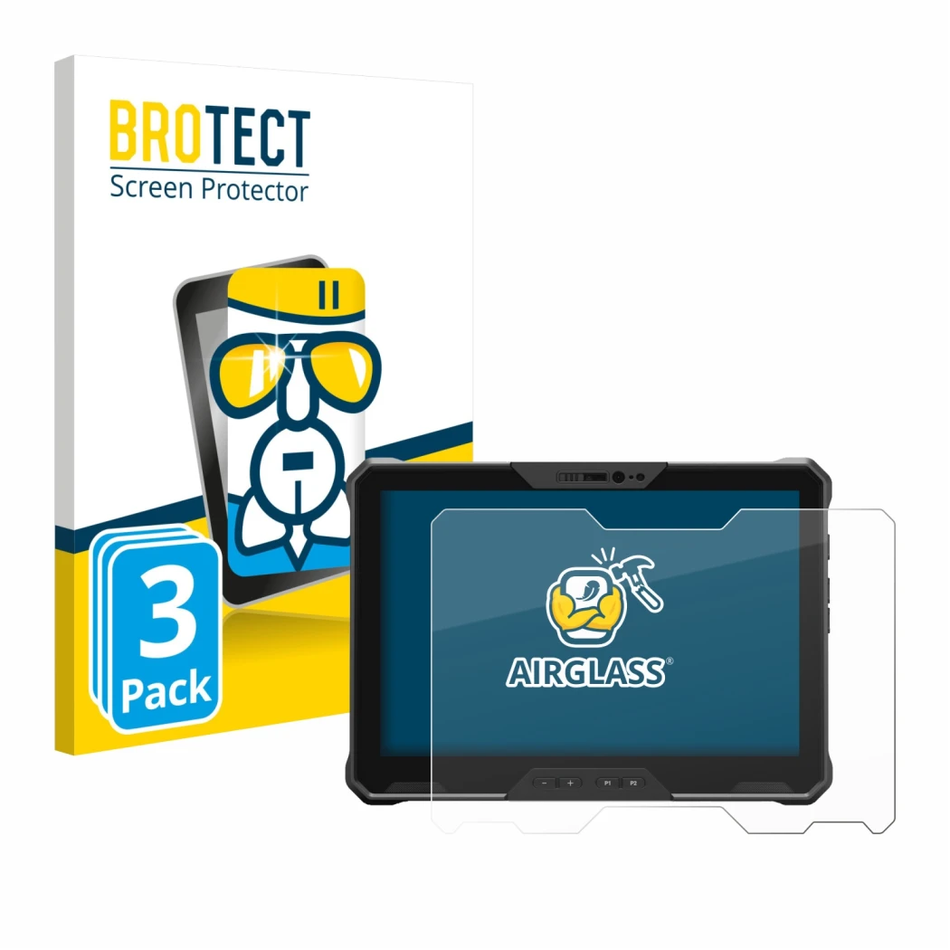 Vorderseite einer Produktverpackung mit dem Markenlogo BROTECT. Daneben ist das Gerät Dell Latitude 7030 Rugged Extreme mit de