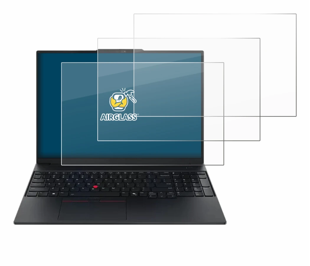 Abbildung des Geräts Lenovo ThinkPad E16 Gen 3 mit einer Vielzahl des Displayschutzes.