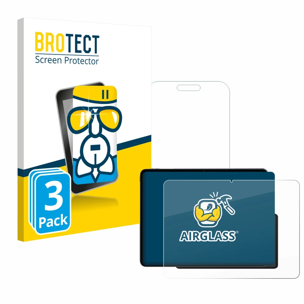 Vorderseite einer Produktverpackung mit dem Markenlogo BROTECT. Daneben ist das Gerät OnePlus Pad 3 mit dem zugehörigen Displa