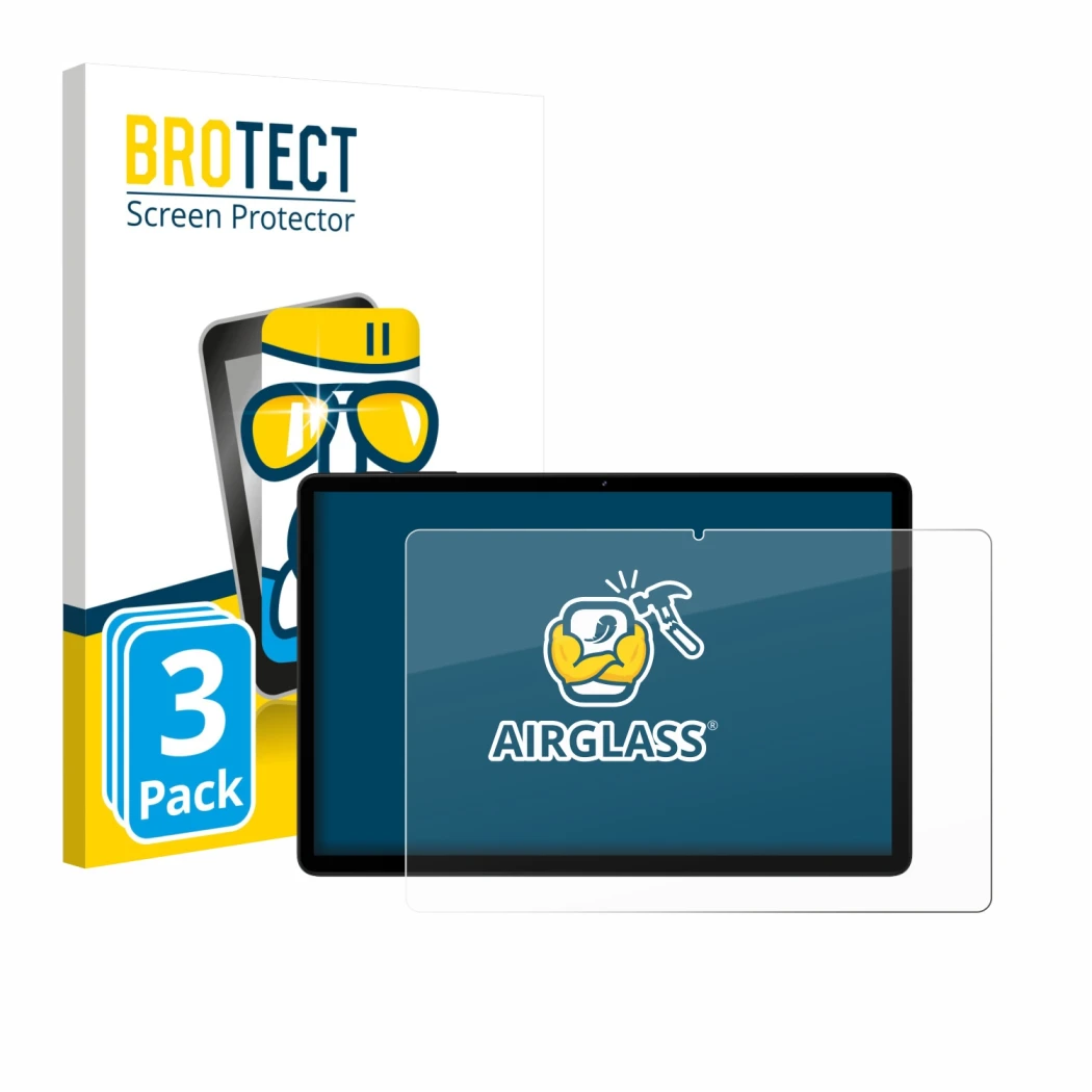 Vorderseite einer Produktverpackung mit dem Markenlogo BROTECT. Daneben ist das Gerät Doogee Tab G6 mit dem zugehörigen Displa