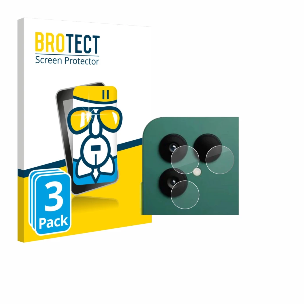 Vorderseite einer Produktverpackung mit dem Markenlogo BROTECT. Daneben ist das Gerät Fairphone 6 (NUR Kamera) mit dem zugehör