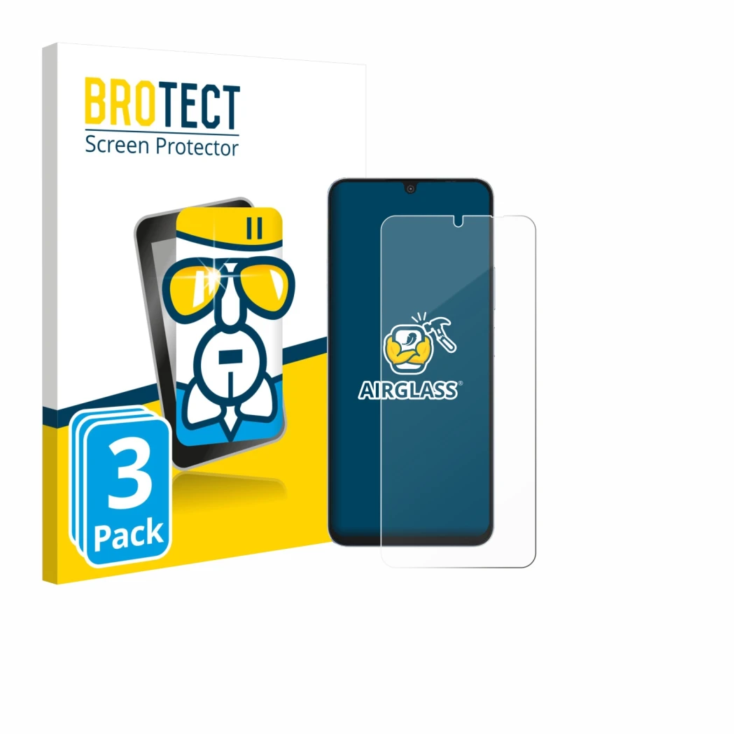 Vorderseite einer Produktverpackung mit dem Markenlogo BROTECT. Daneben ist das Gerät Blackview Shark 6 5G mit dem zugehörigen