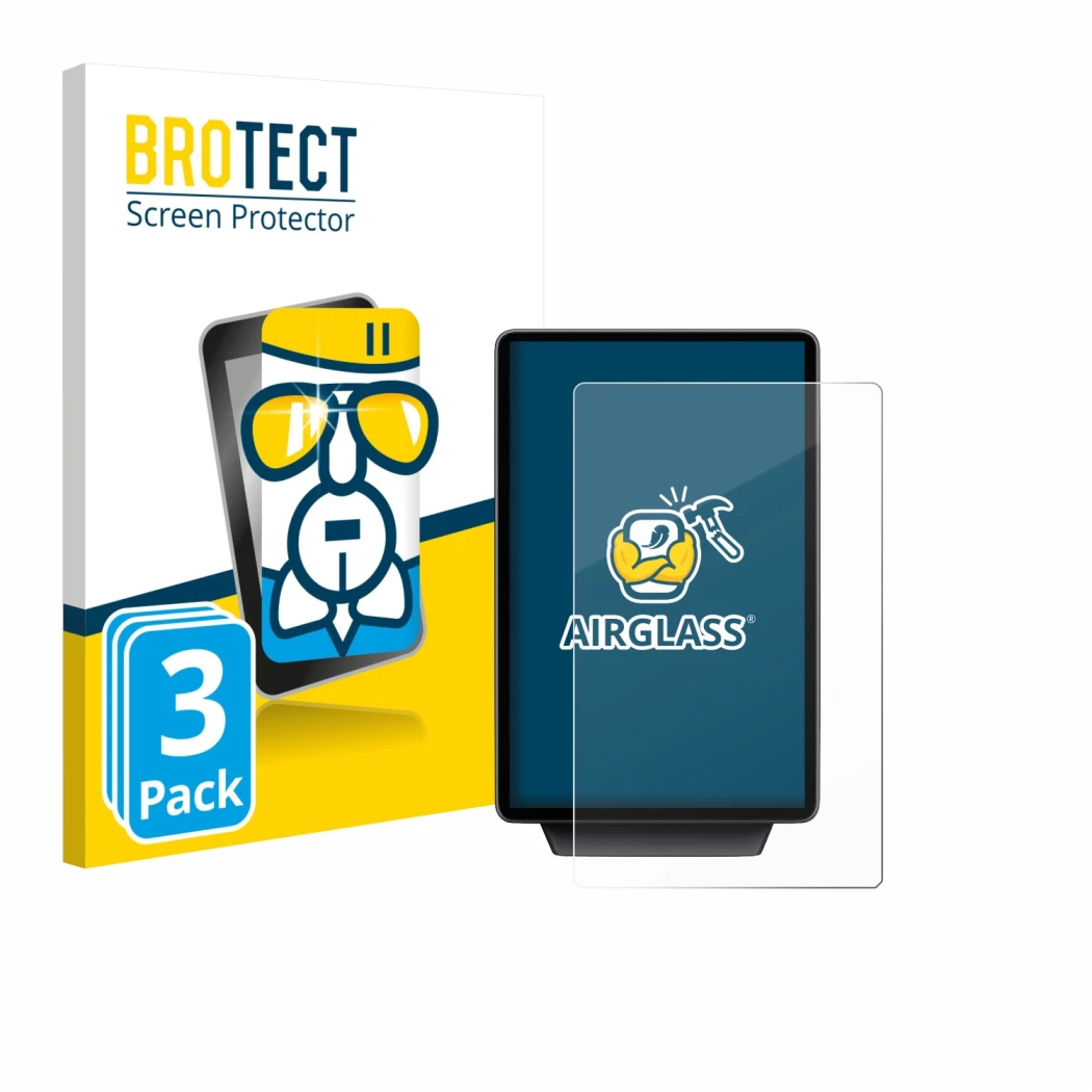 Vorderseite einer Produktverpackung mit dem Markenlogo BROTECT. Daneben ist das Gerät Ford Explorer Electric 2025 mit dem zuge