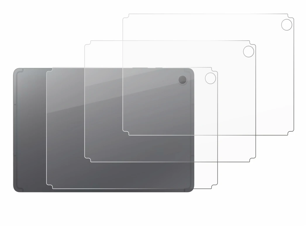 Abbildung des Geräts Samsung Galaxy Tab S10 Lite (Rückseite) mit einer Vielzahl des Displayschutzes.